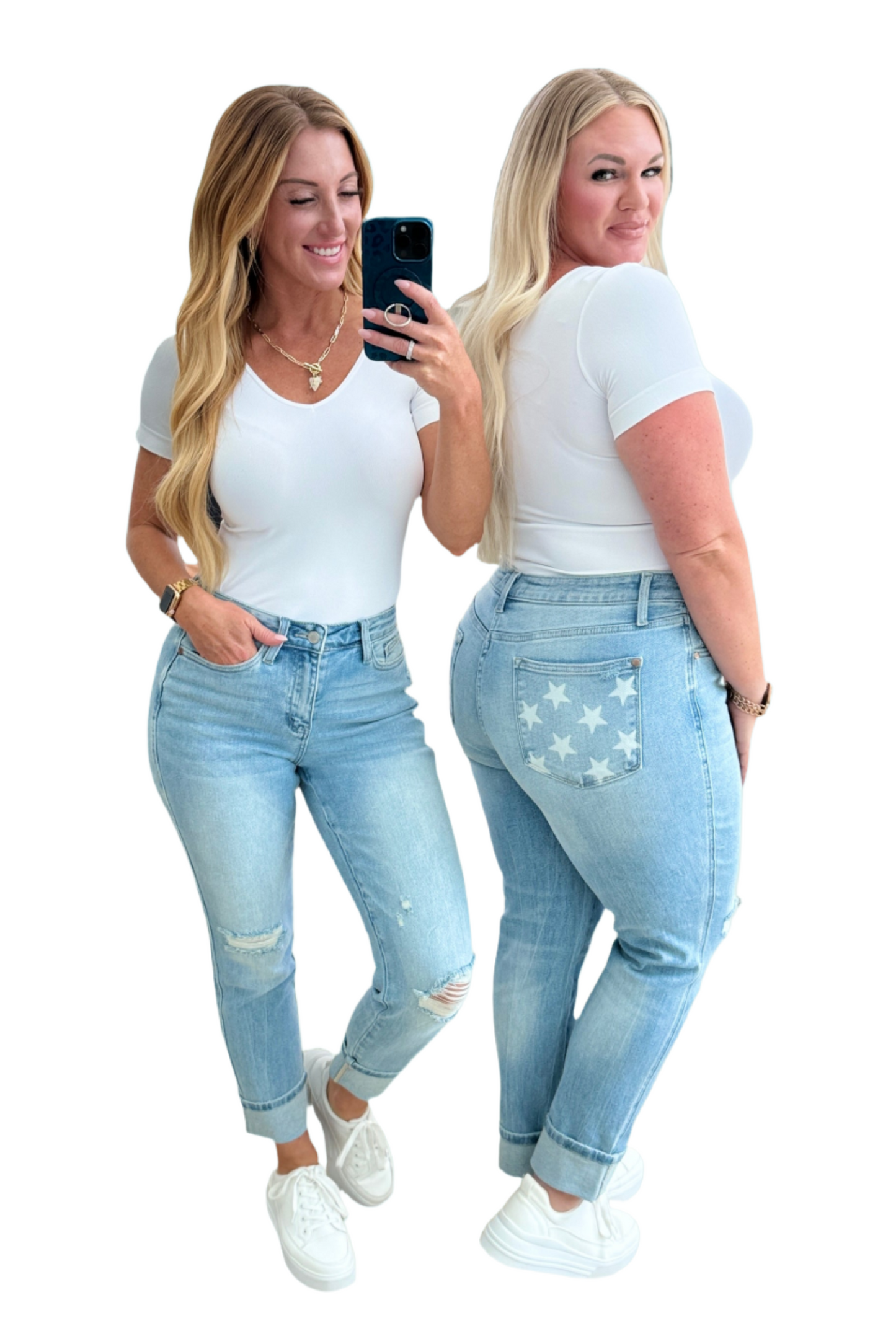Sam Mid Rise Star Pocket Boyfriend Jeans