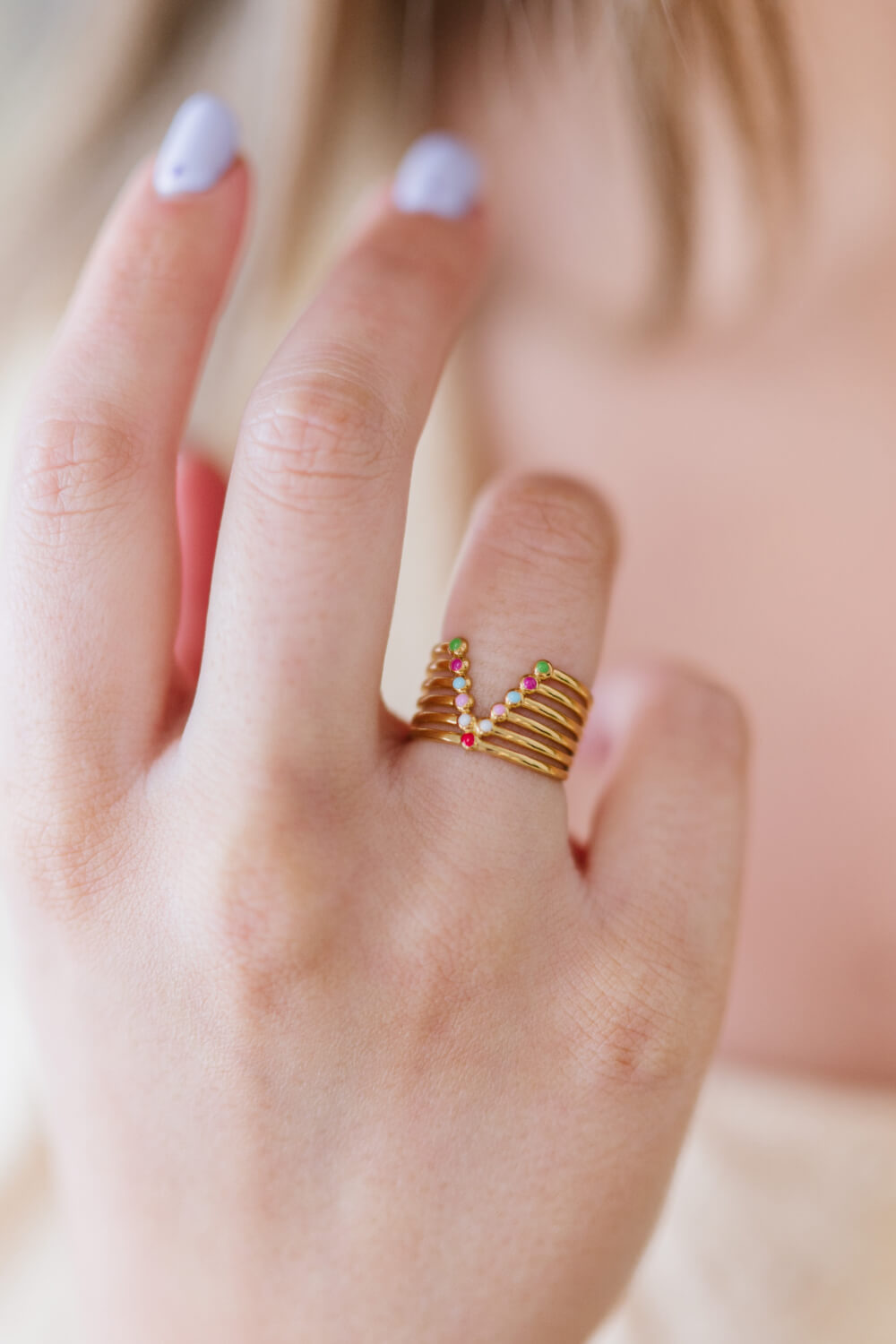 “Candy Skies” V-Shaped Open Ring