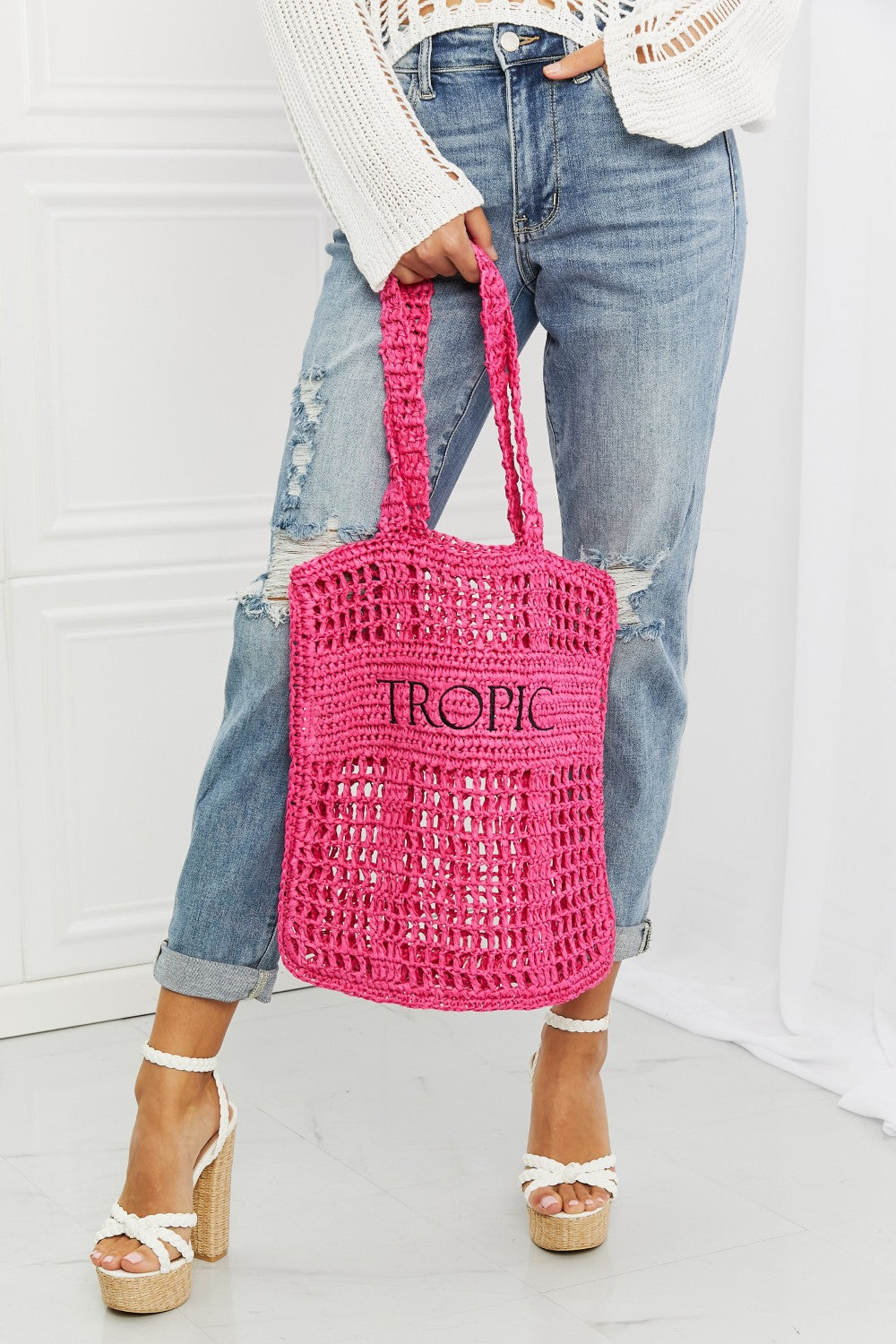"Tropic Babe" Straw Tote Bag
