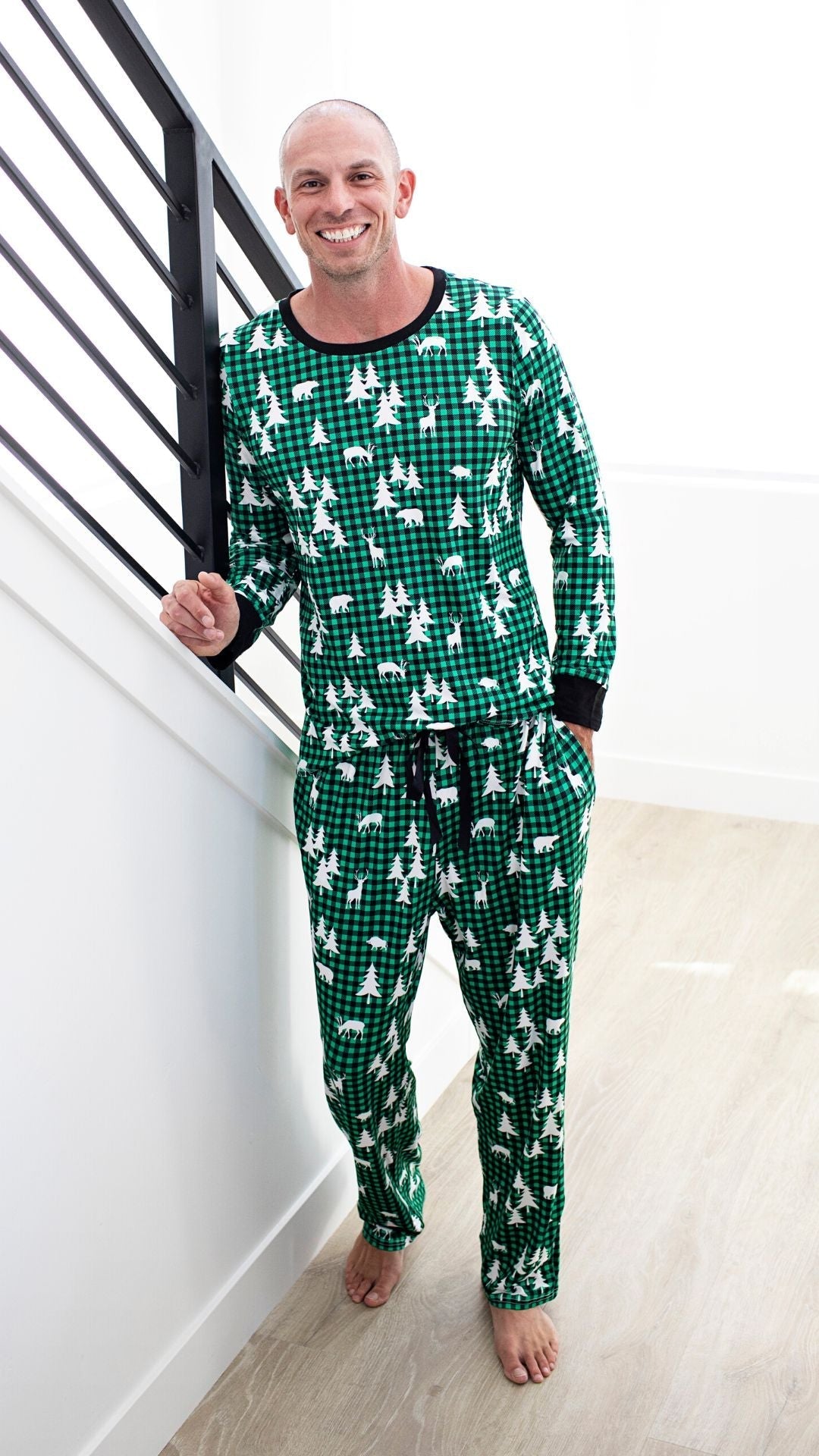Matching Family Christmas Pajamas in Winter Forest