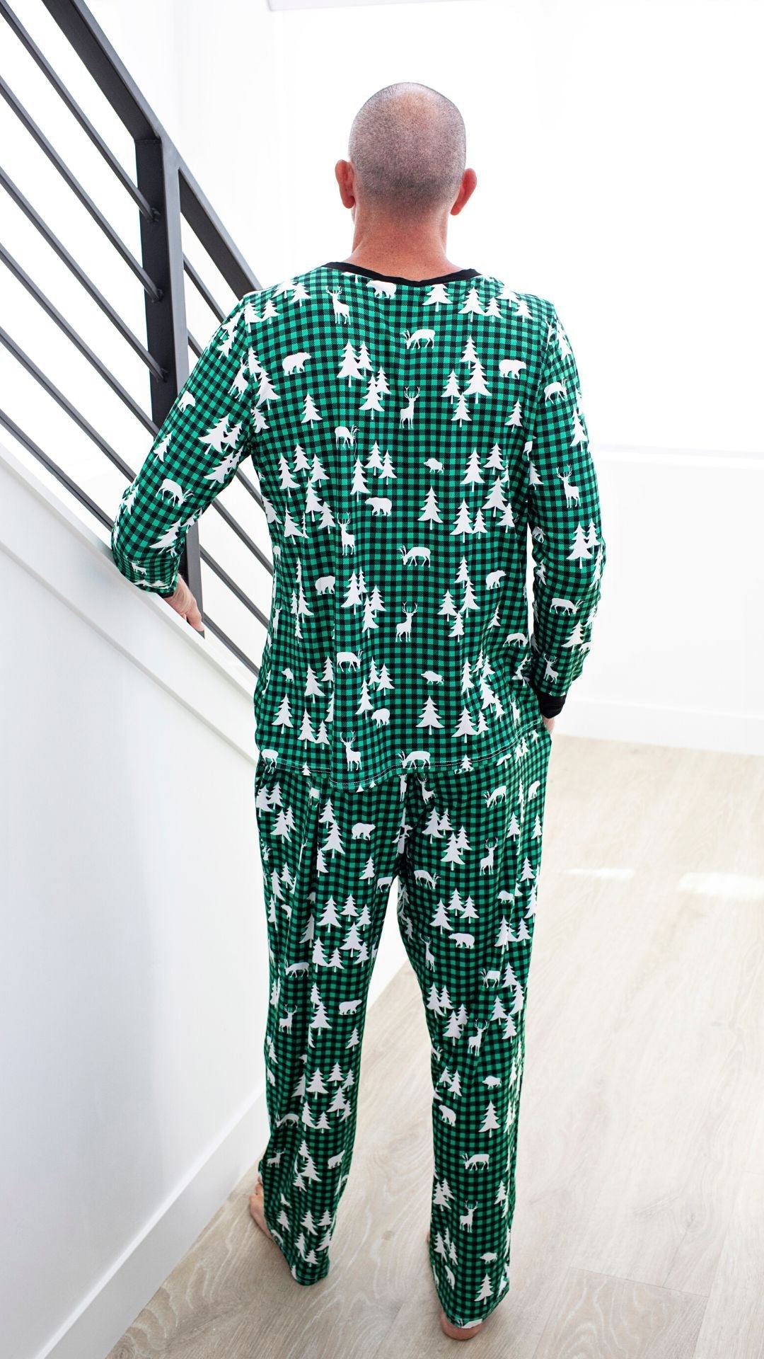 Matching Family Christmas Pajamas in Winter Forest