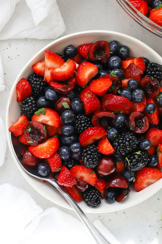 Sweet and Tangy Delight: Cherry Berry Fruit Salad with Honey Lime Dressing
