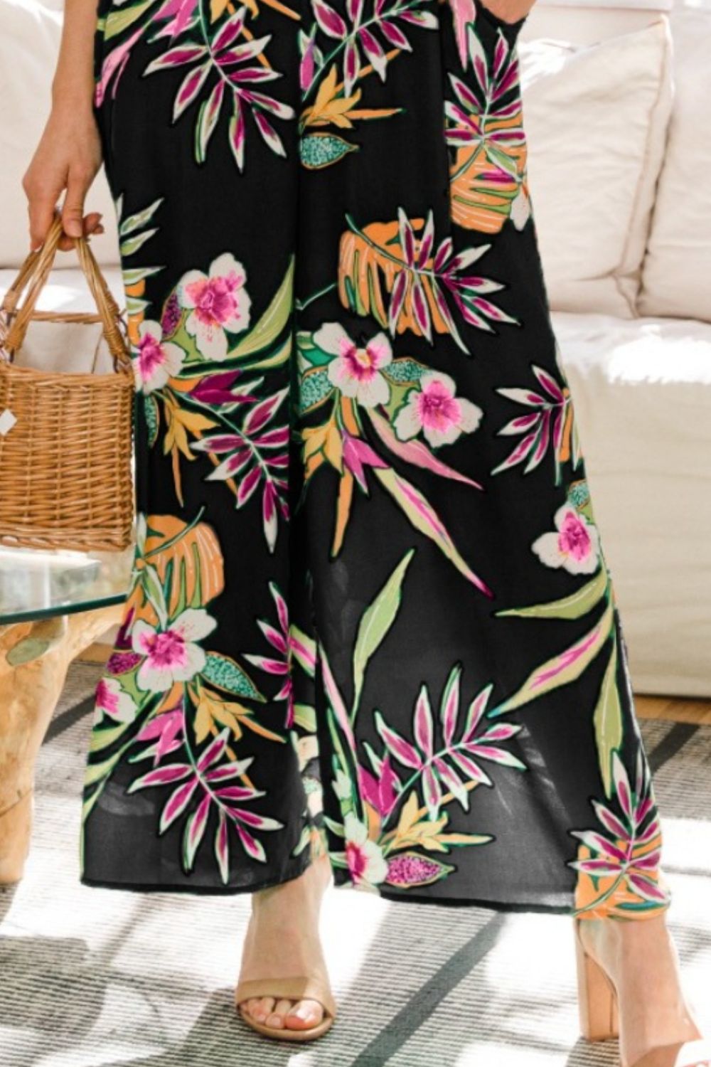 'Luna' Floral Sleeveless Wide Leg Jumpsuit