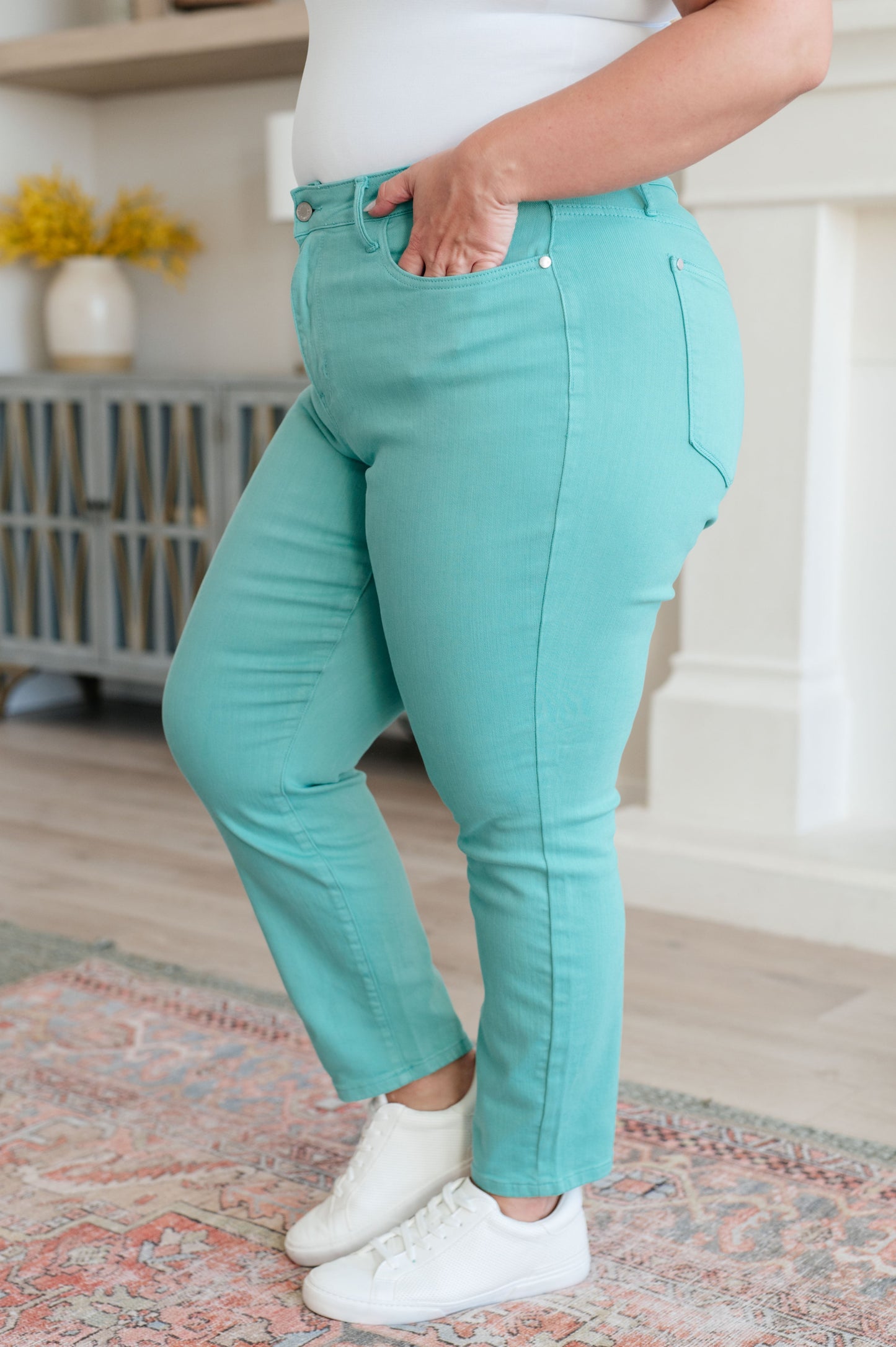 'Bridgette' High Rise Jeans in Aquamarine