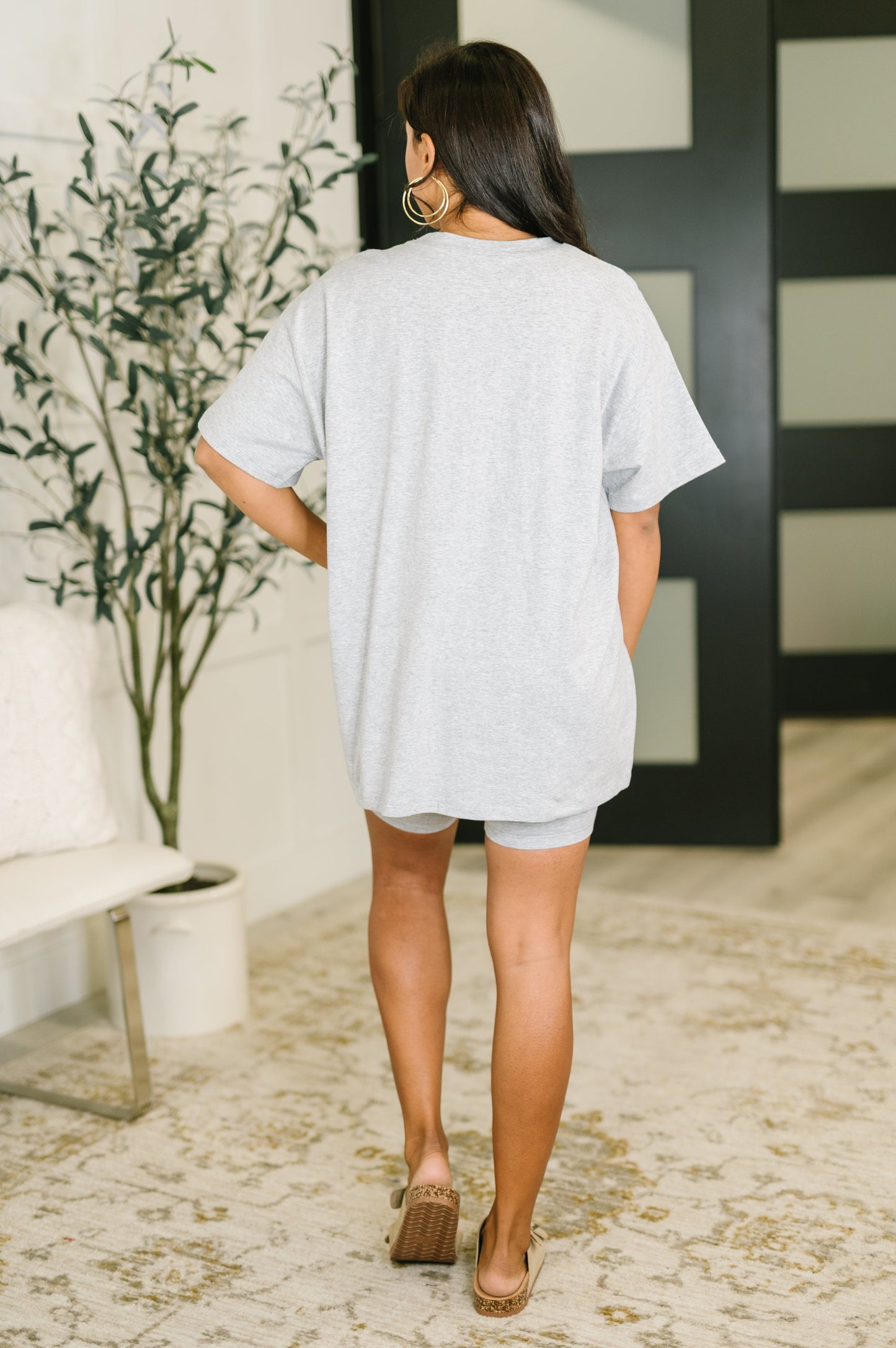 Going Far Top and Biker Short Set in H Grey