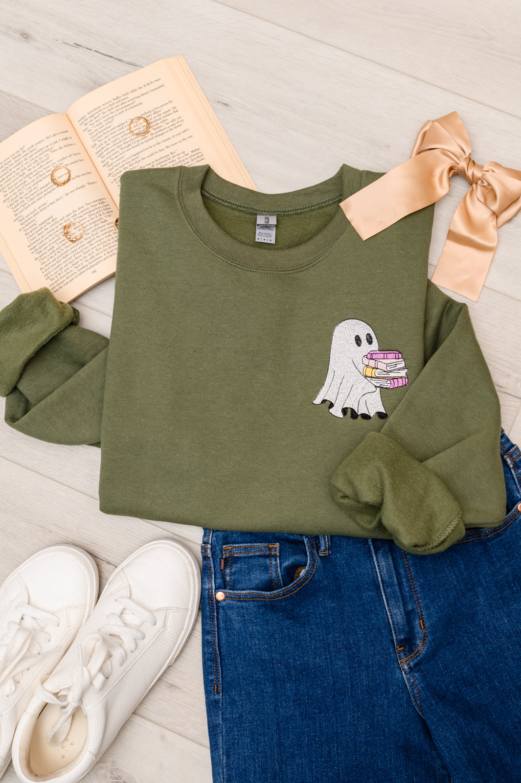 PREORDER: Embroidered Reading Ghost Sweatshirt