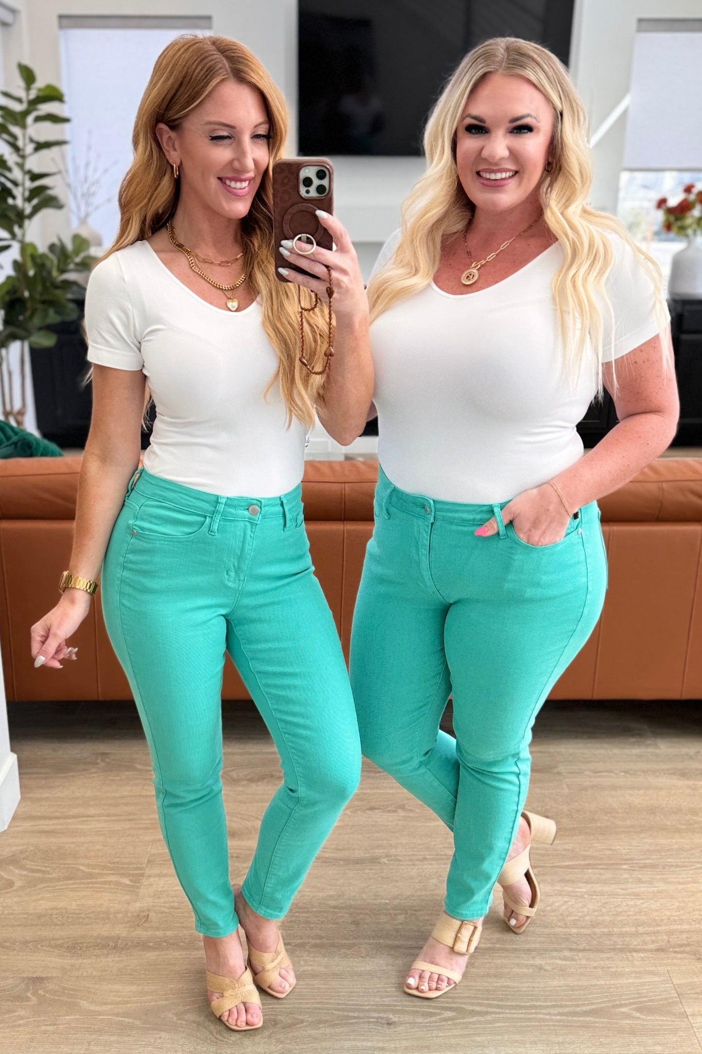 'Bridgette' High Rise Jeans in Aquamarine