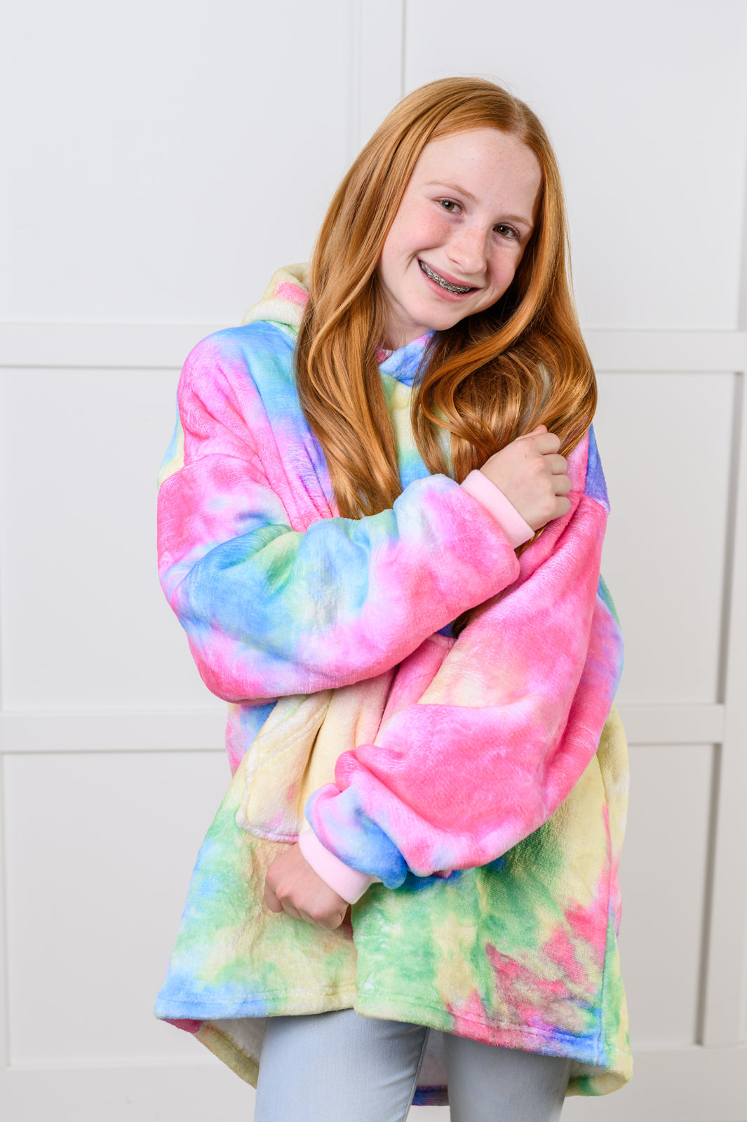 Kids Oversized Hoodie Blanket in Rainbow