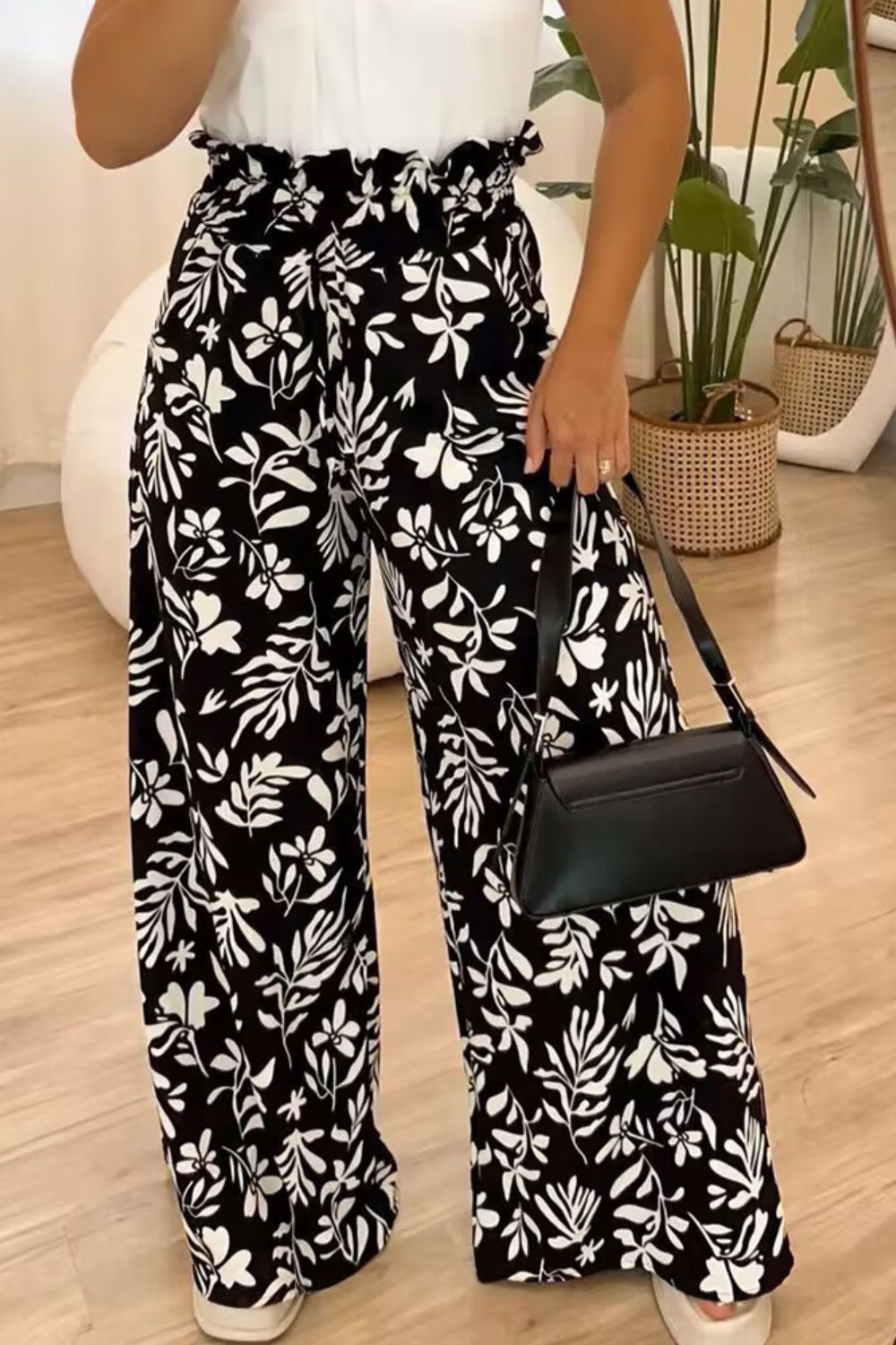 'Nova' Printed High Waist Wide Leg Pants