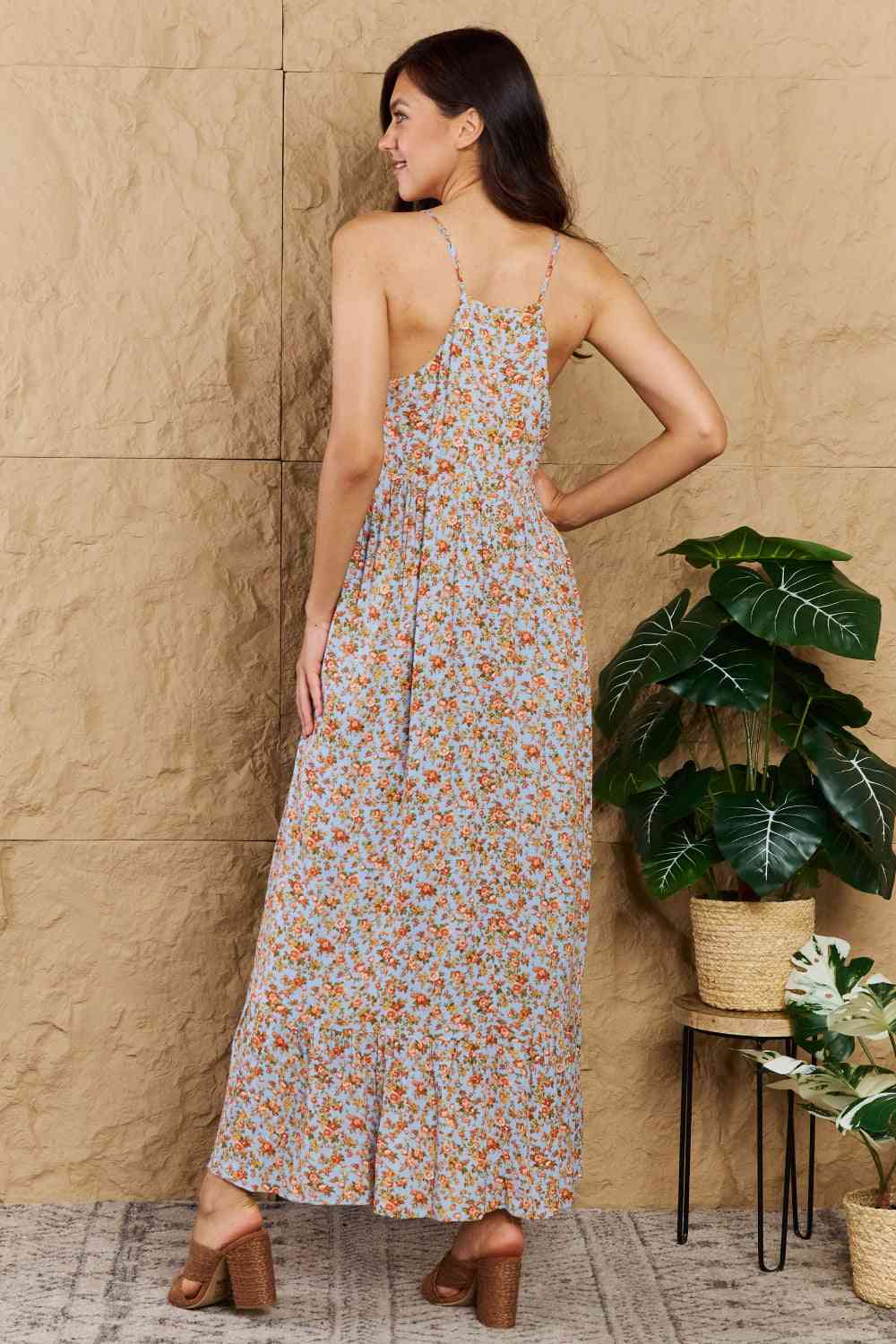 Take Your Chances Full Size Floral Halter Neck Maxi Dress