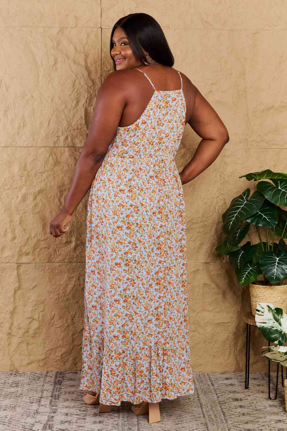 Take Your Chances Full Size Floral Halter Neck Maxi Dress