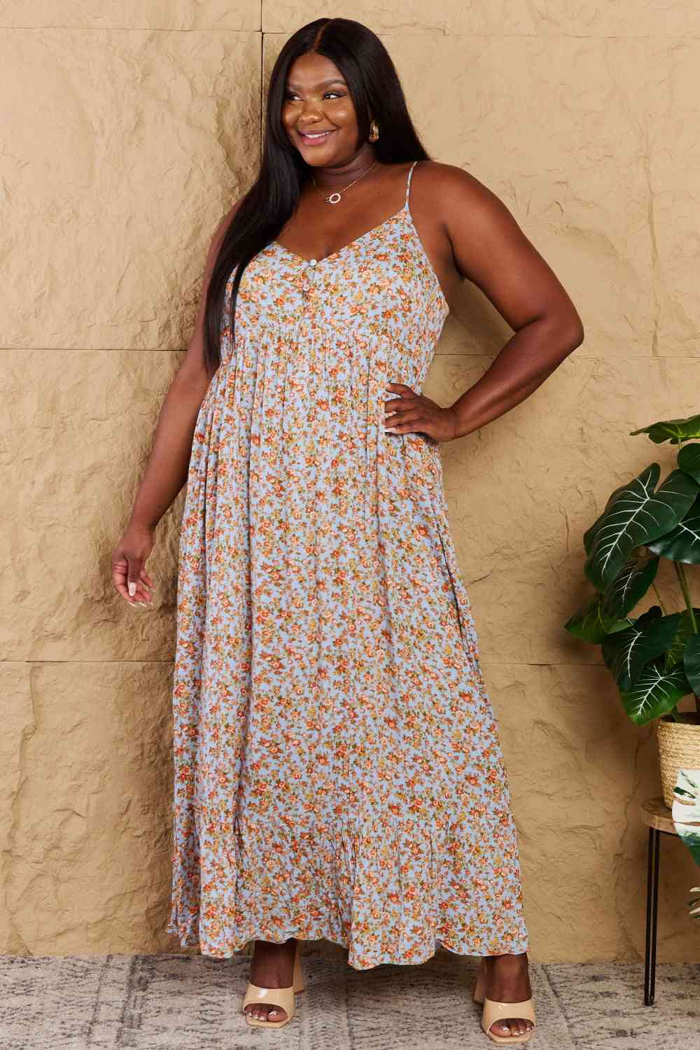 Take Your Chances Full Size Floral Halter Neck Maxi Dress