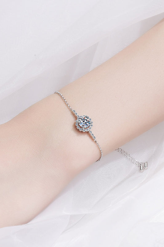 1 Carat Moissanite Sterling Silver Chain Bracelet