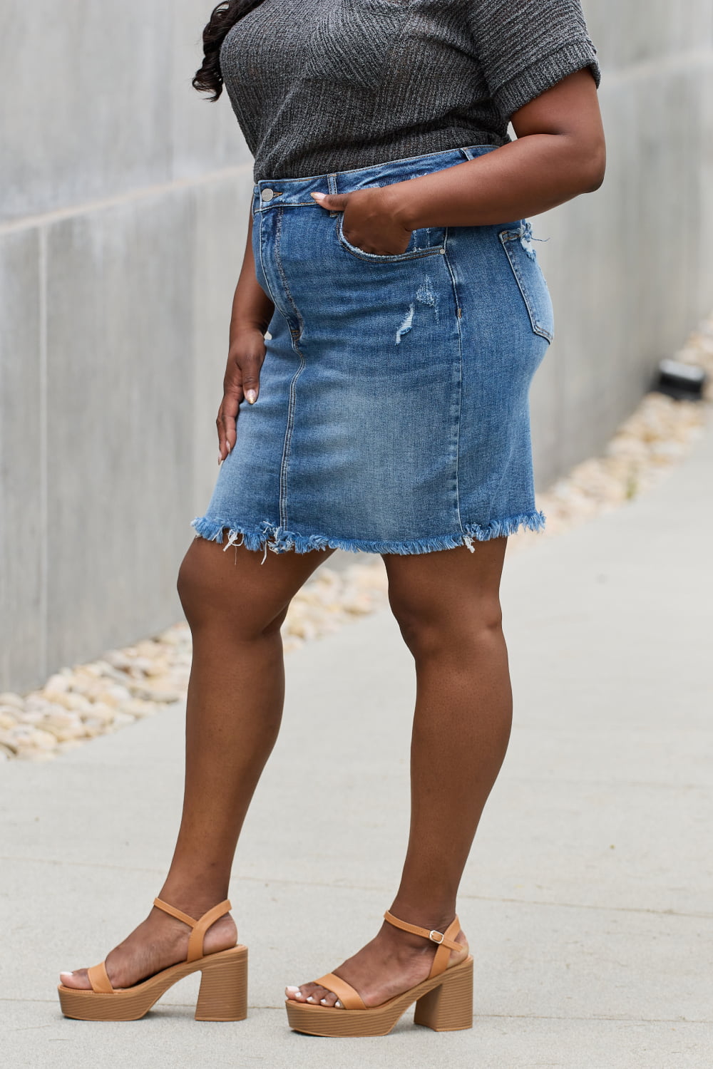 Amelia Full Size Denim Mini Skirt