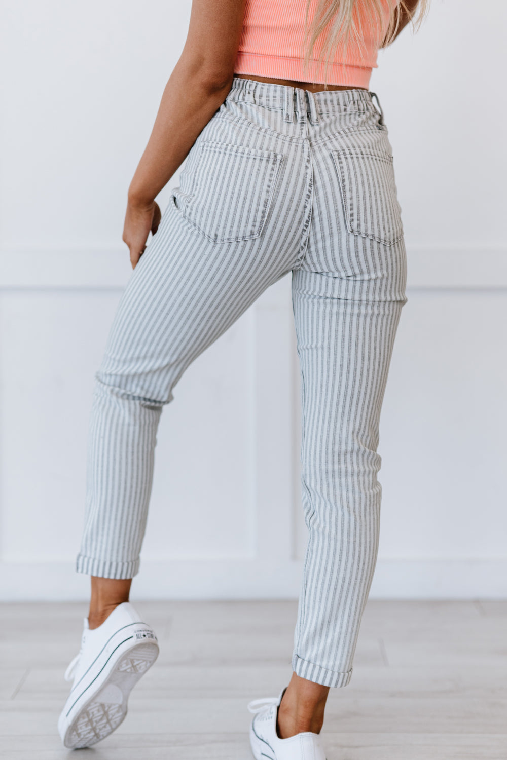 Kancan Valentina Pinstripe Mom Jeans