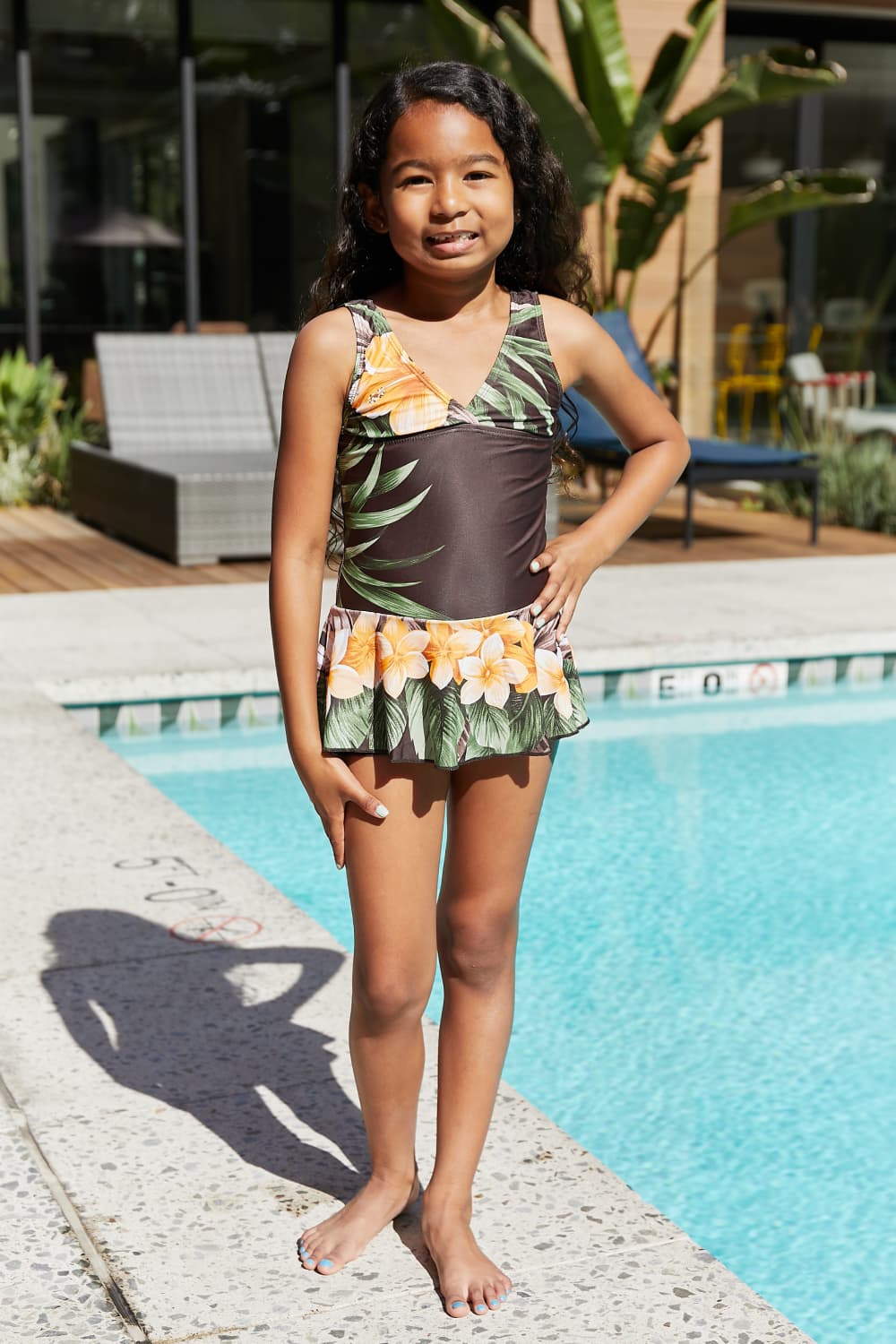 Clear Waters Swim Dress in Aloha Brown