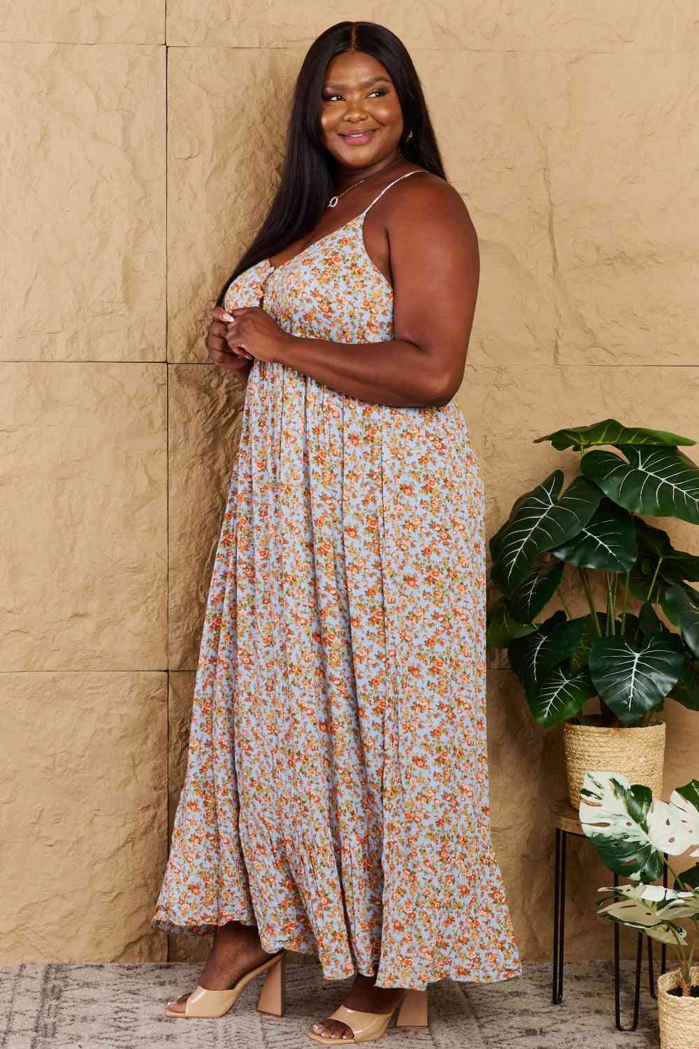 Take Your Chances Full Size Floral Halter Neck Maxi Dress