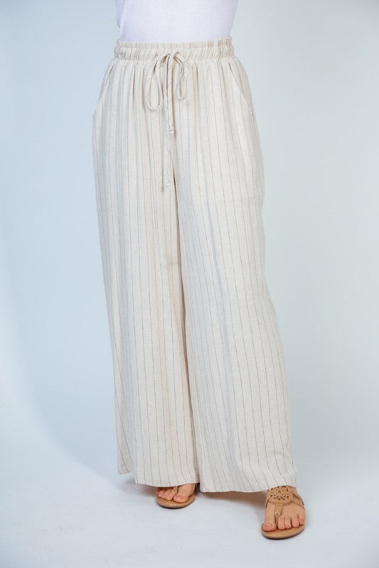 White Birch Finding Myself Full Size Striped Knit Pants in Cream