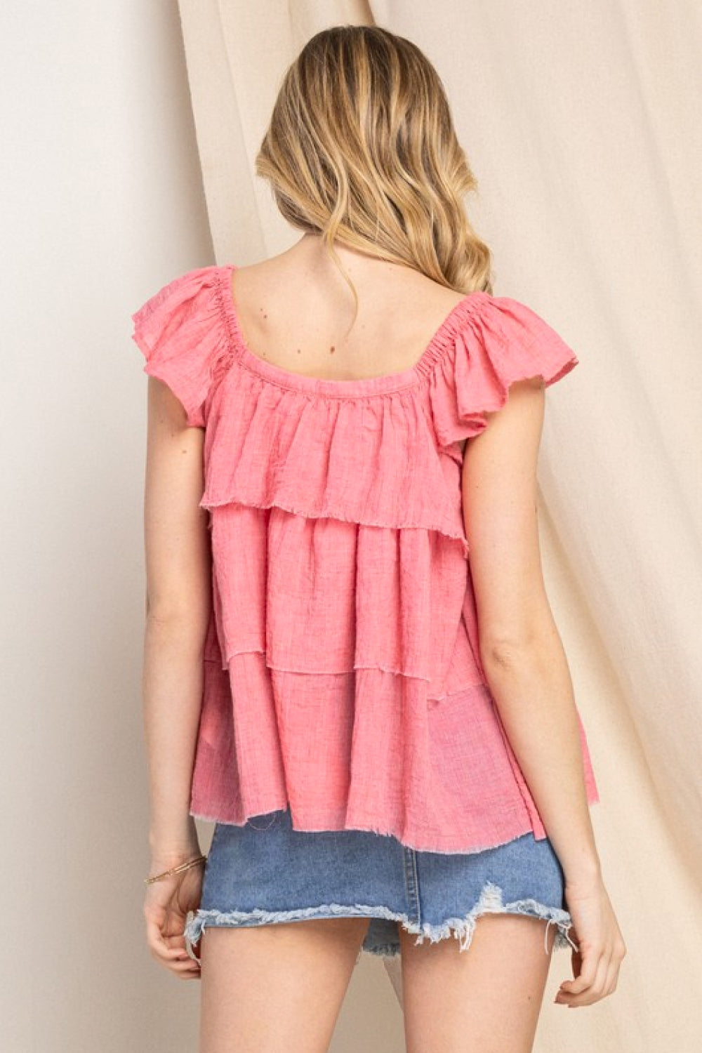 “Harley”  Buttoned Ruffled Top