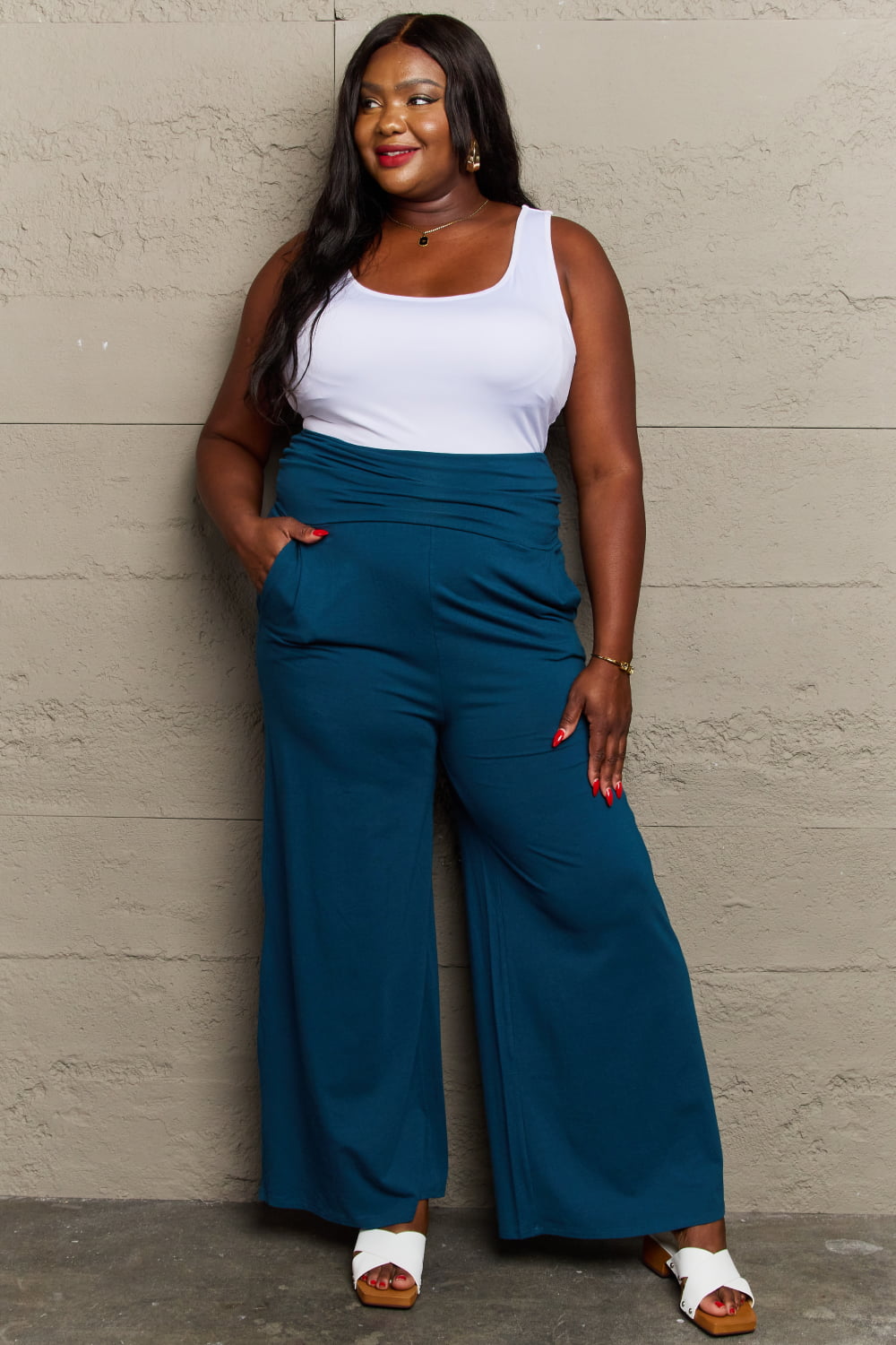 My Best Wish Full Size High Waisted Palazzo Pants