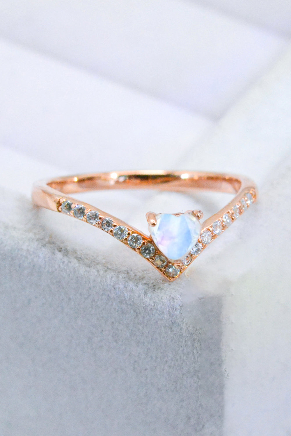 “Zira” Moonstone Heart-Shaped Ring