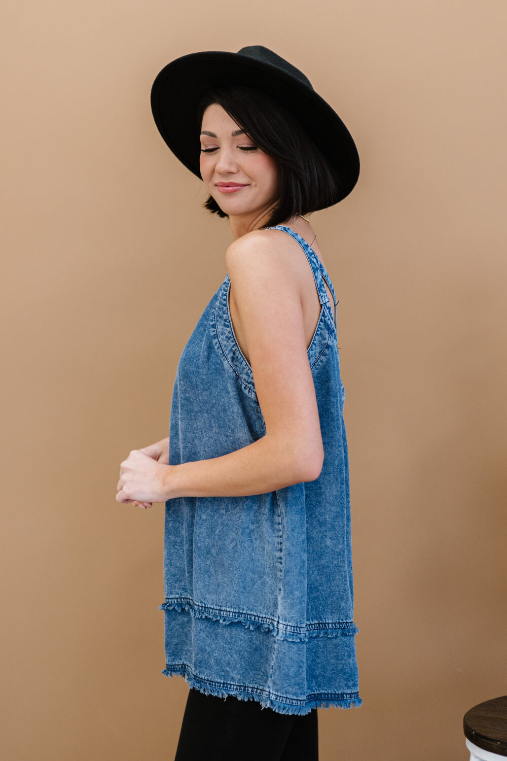 Doe & Rae Forever Young Mineral Wash Denim Sleeveless Top