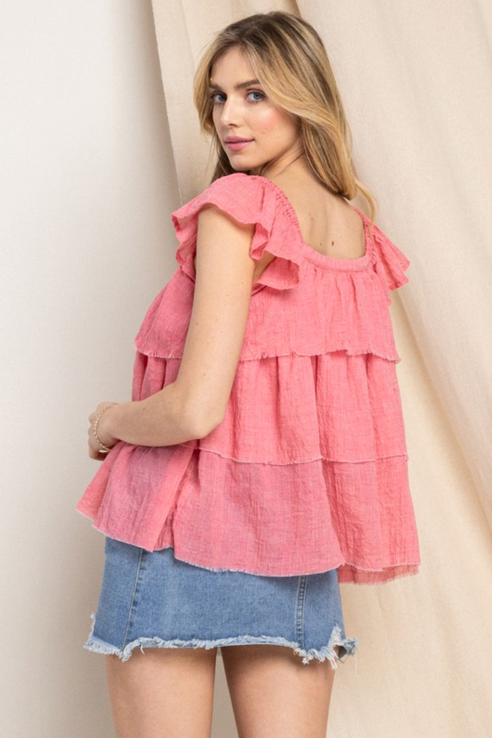 “Harley”  Buttoned Ruffled Top