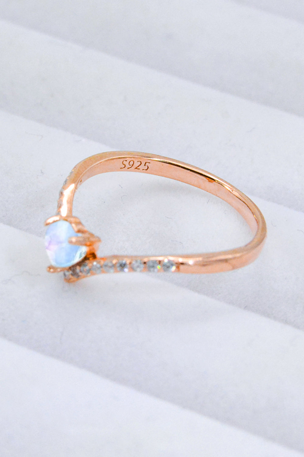 “Zira” Moonstone Heart-Shaped Ring