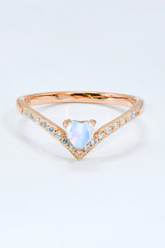 “Zira” Moonstone Heart-Shaped Ring