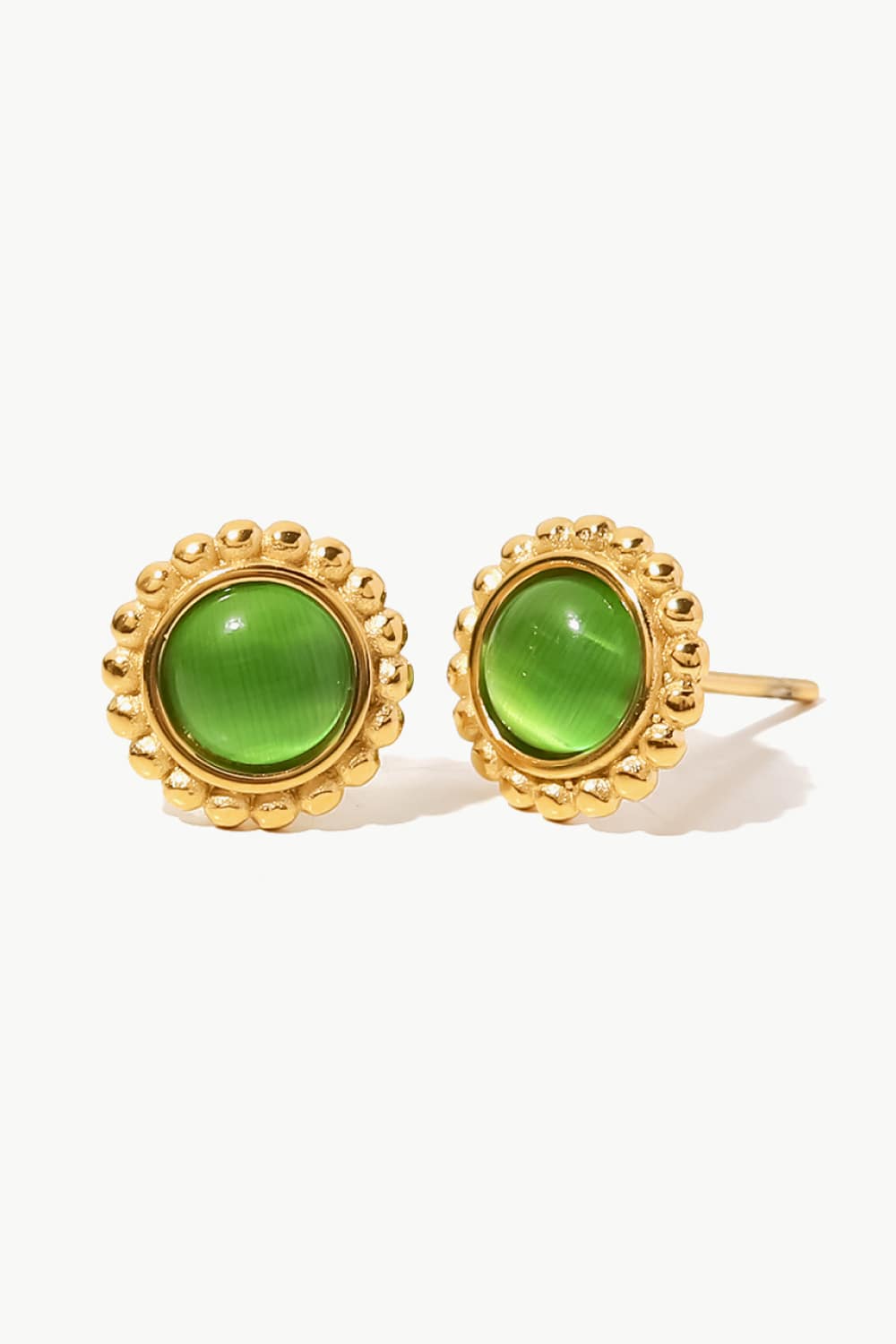 18K Gold Plated Inlaid Stone Stud Earrings