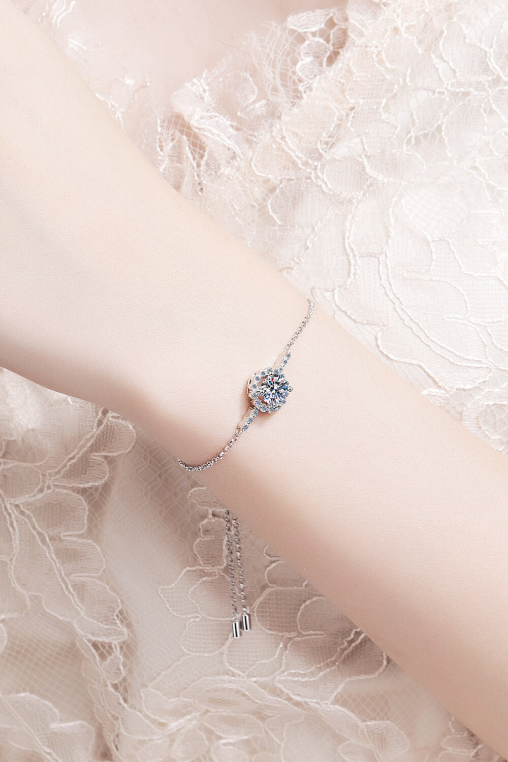 1 Carat Moissanite Sterling Silver Chain Bracelet