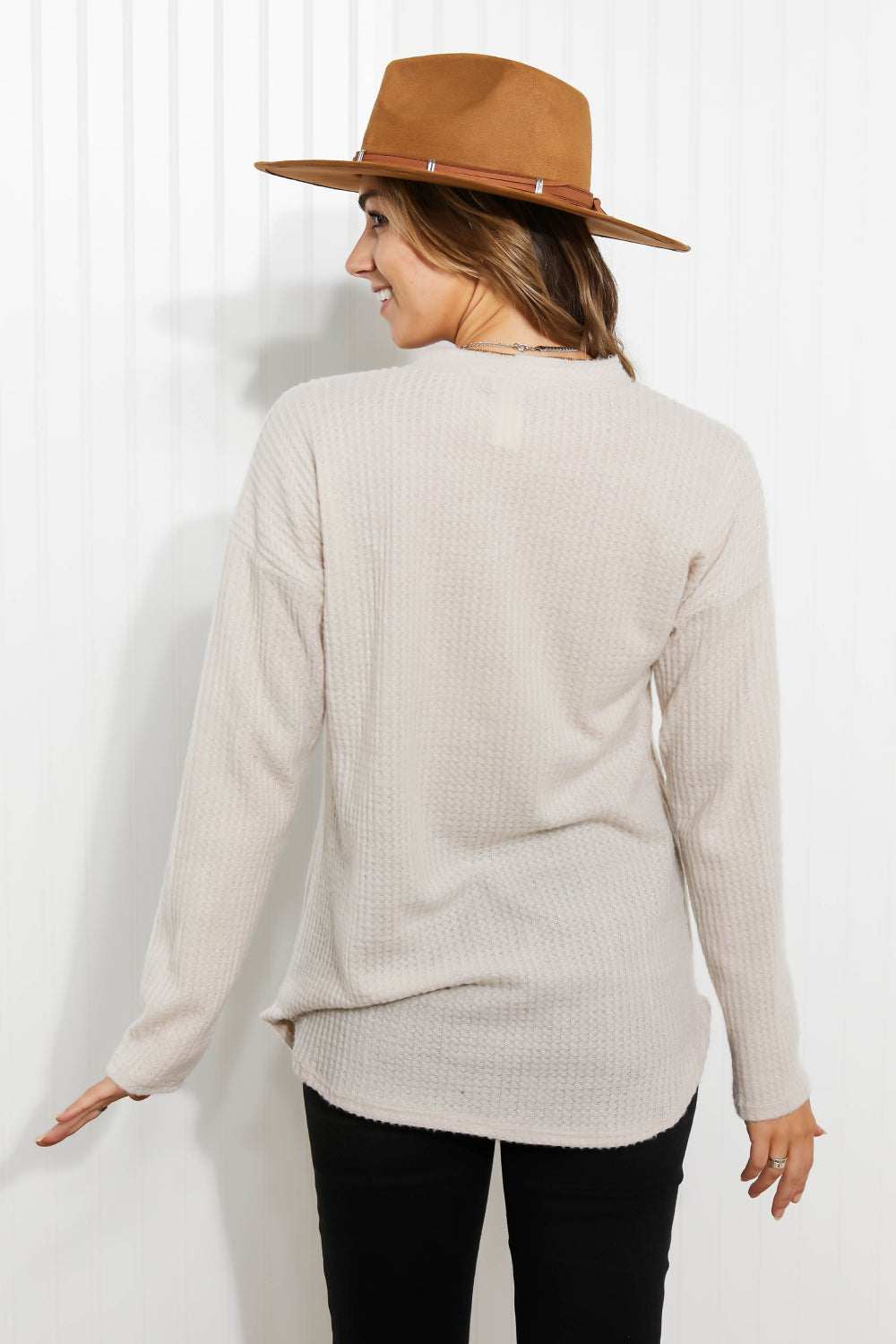 “Home at Last” Waffle Knit Button Down Cardigan