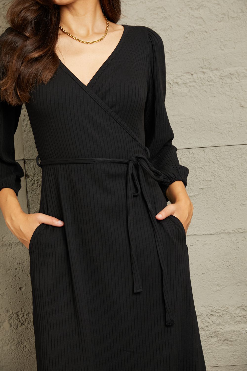 Surplice Flare Ruching Dress