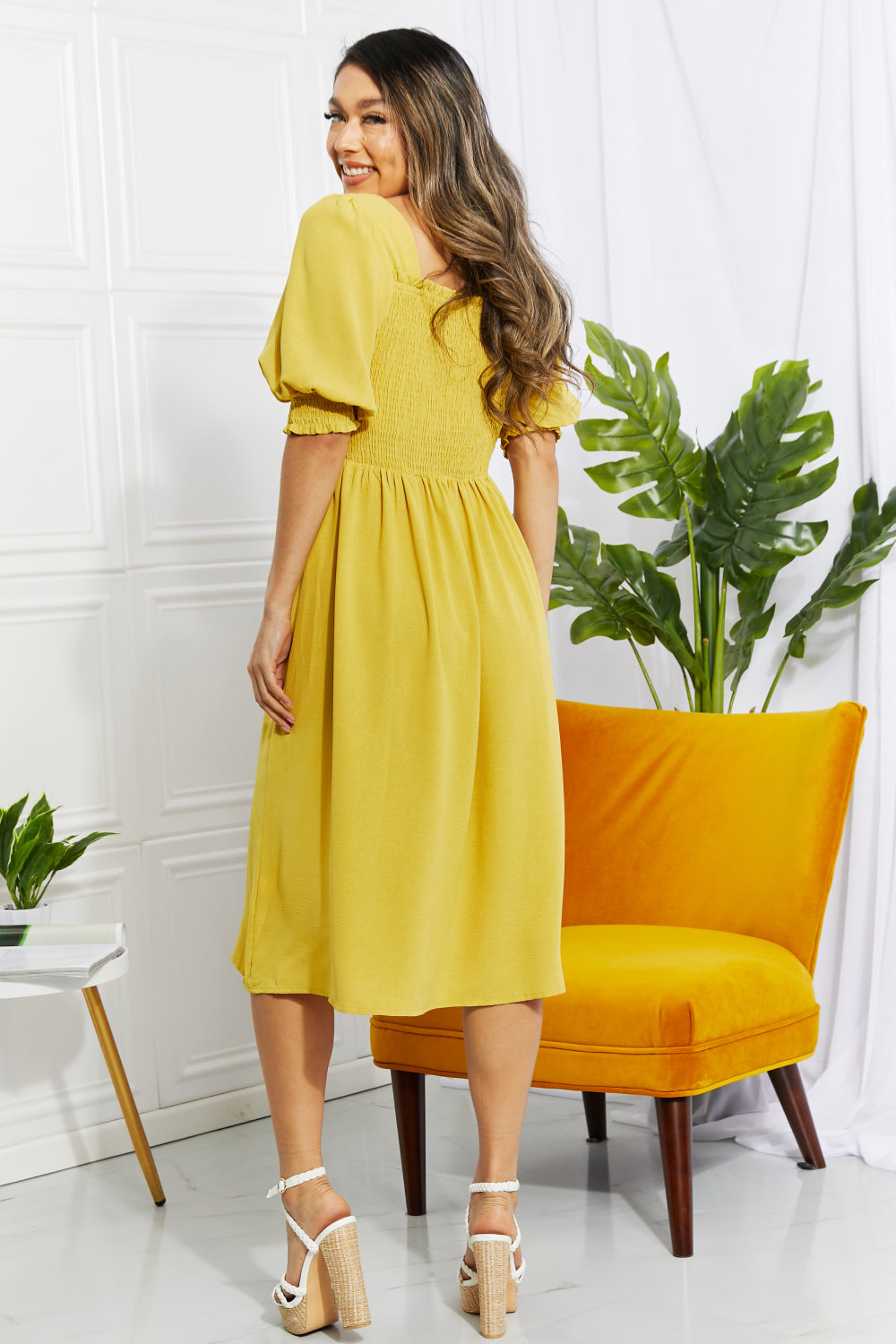 “Forever Love” Square Neck Midi Dress