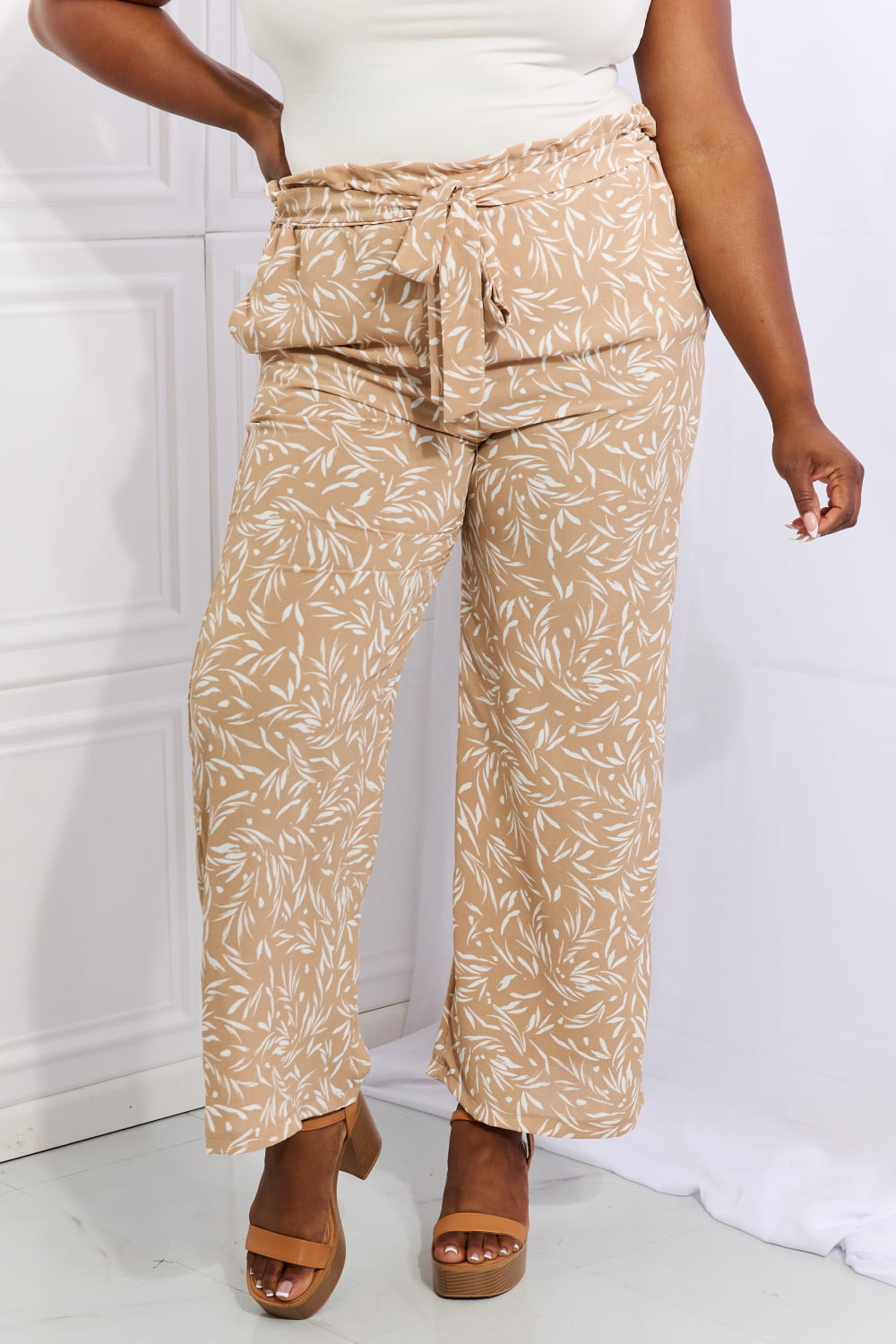 Geometric Printed Pants in Tan