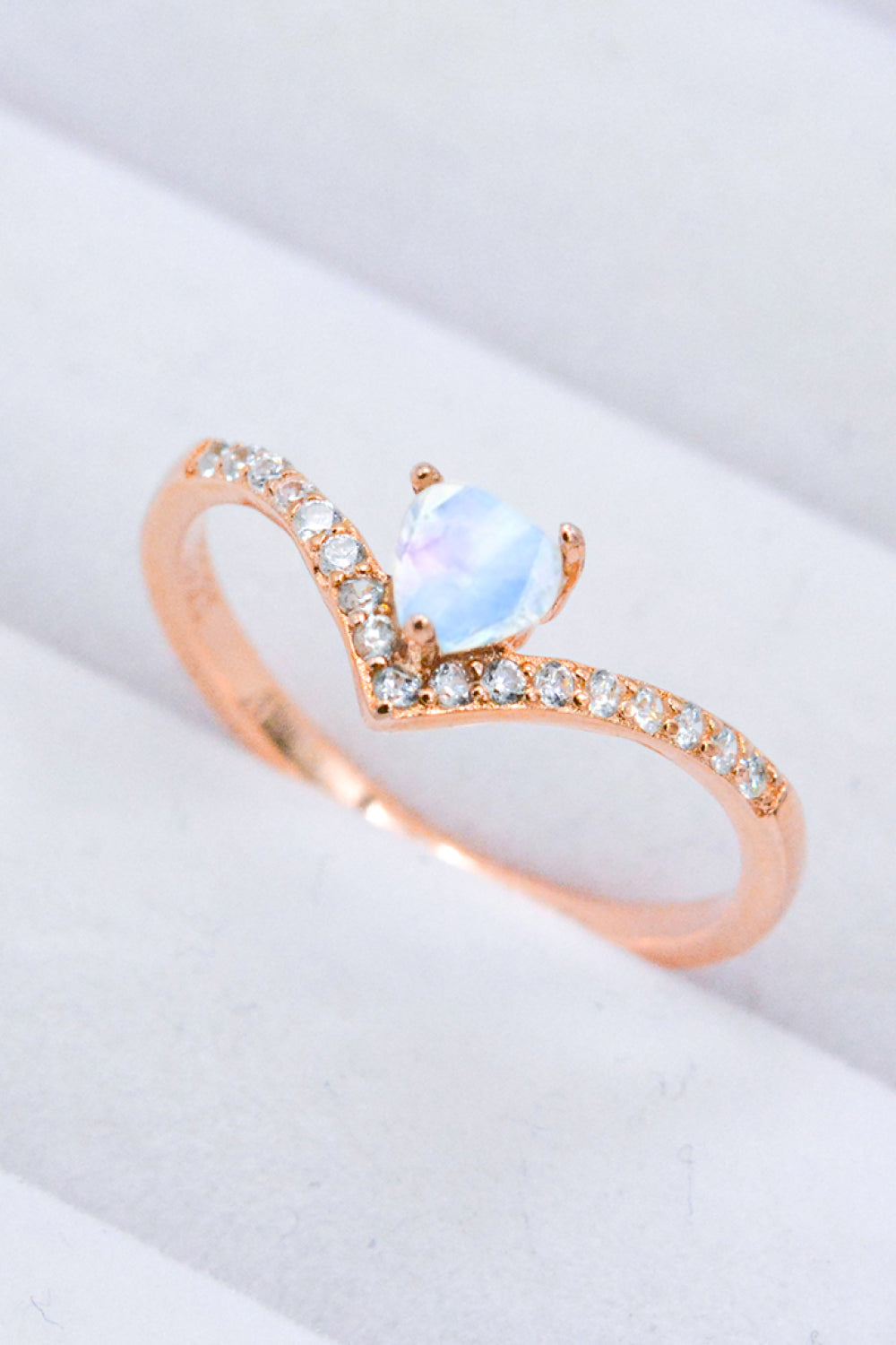 “Zira” Moonstone Heart-Shaped Ring