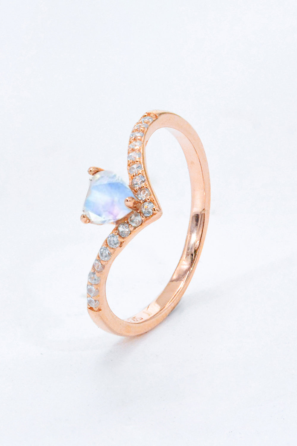 “Zira” Moonstone Heart-Shaped Ring