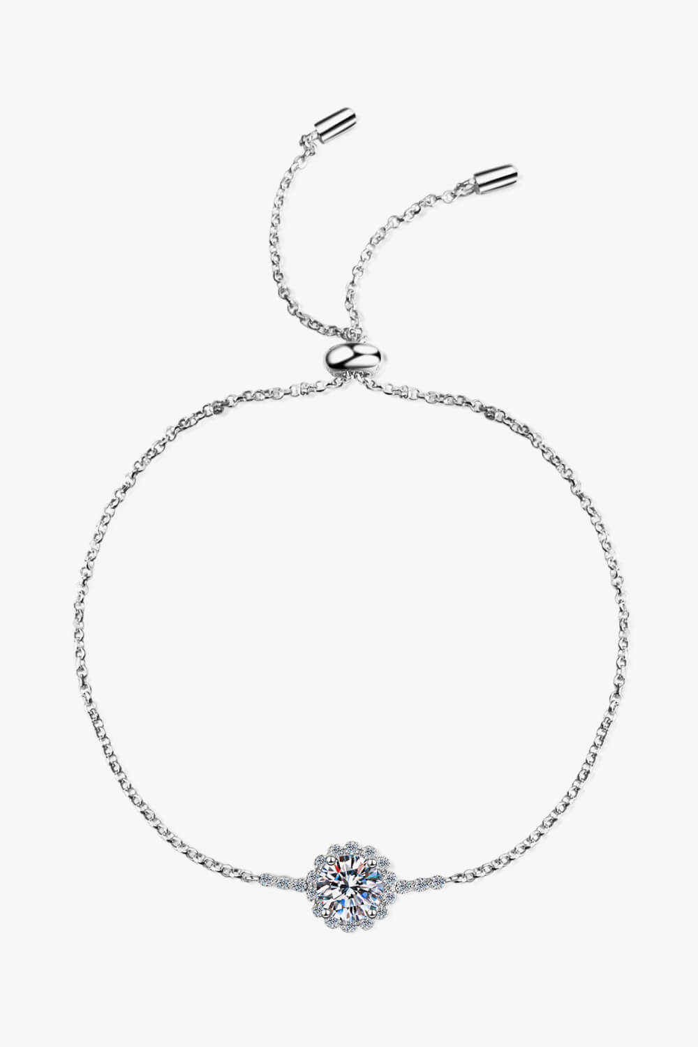 1 Carat Moissanite Sterling Silver Chain Bracelet