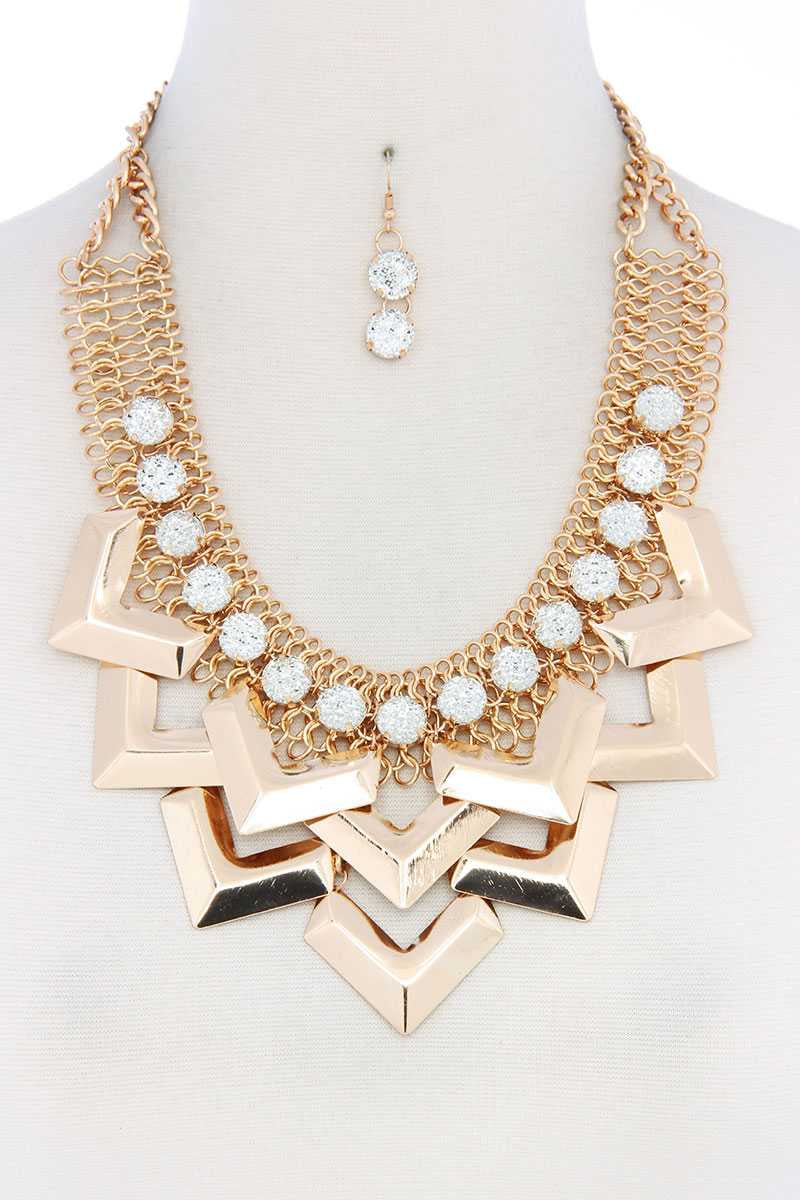 “Vette” Chevron Chunky Necklace Set