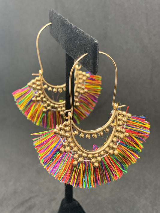 “Holi” Multicolored Fringe Earrings