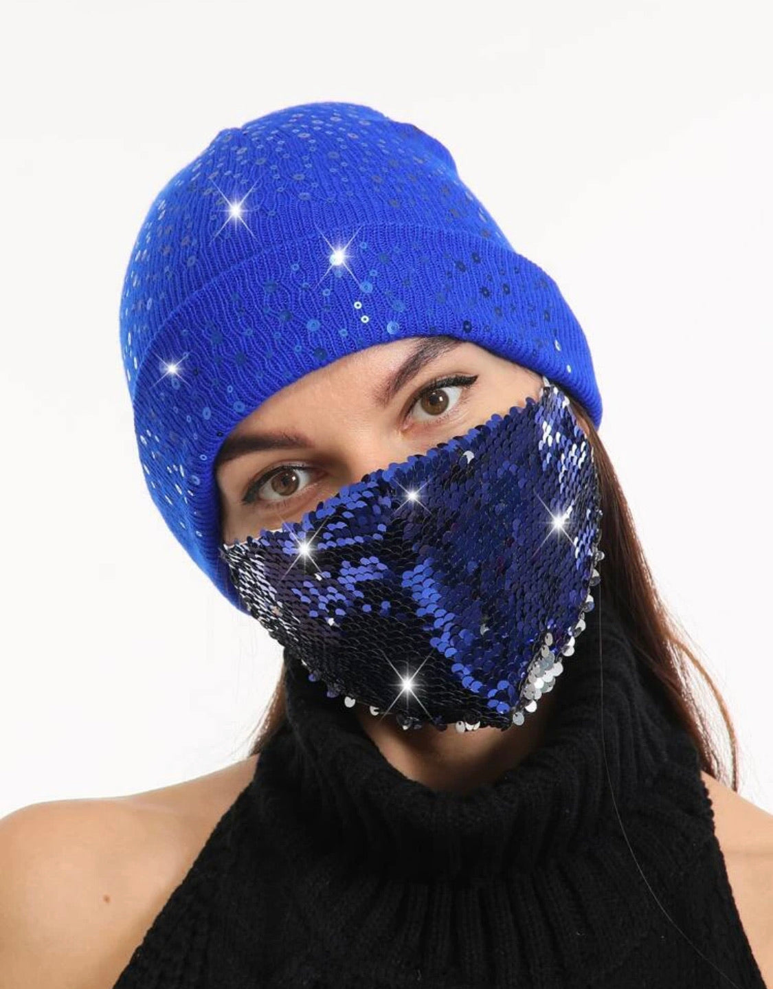 Sequin Beanie/Hat & mask set